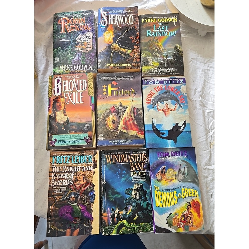 Lot of 9 Tom Deitz,‎ Parke Godwin & Fritz Leiber Fiction Fantasy Paperback Books
